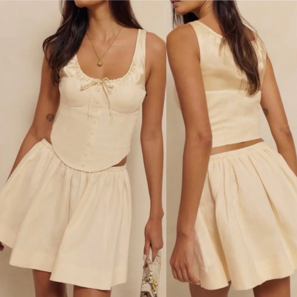 Reformation Evy Linen Mini Skirt Size 2 - Picture 2 of 6